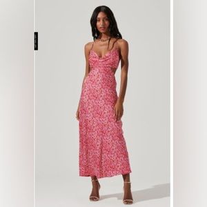 Colette Floral Satin Cutout Midi Dress